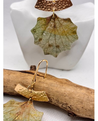 EDICIÓN LIMITADA pendientes artesanos de hoja natural esqueletizad1
