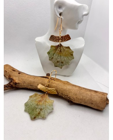 EDICIÓN LIMITADA pendientes artesanos de hoja natural esqueletizad1
