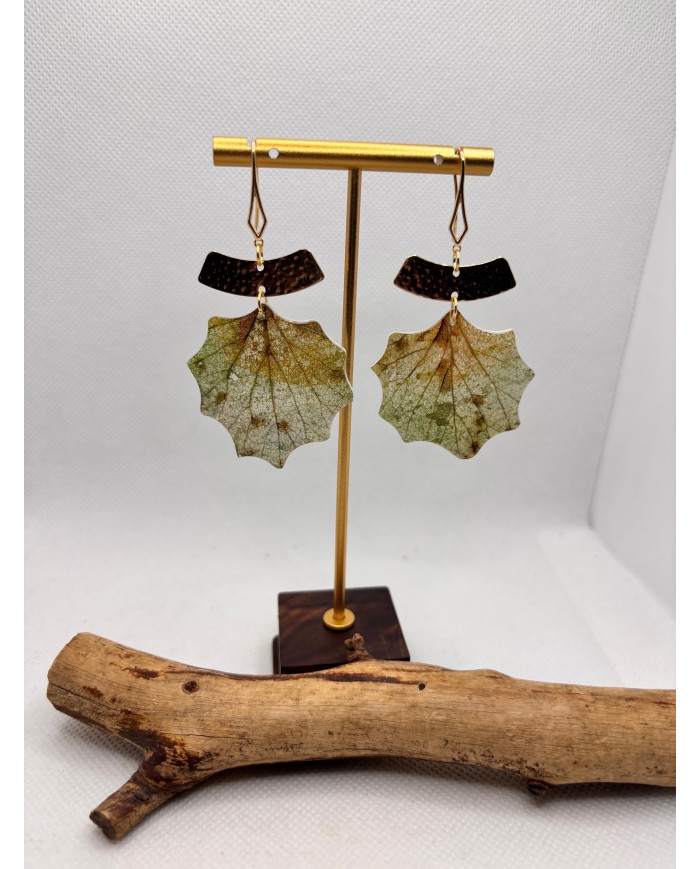 EDICIÓN LIMITADA pendientes artesanos de hoja natural esqueletizad1