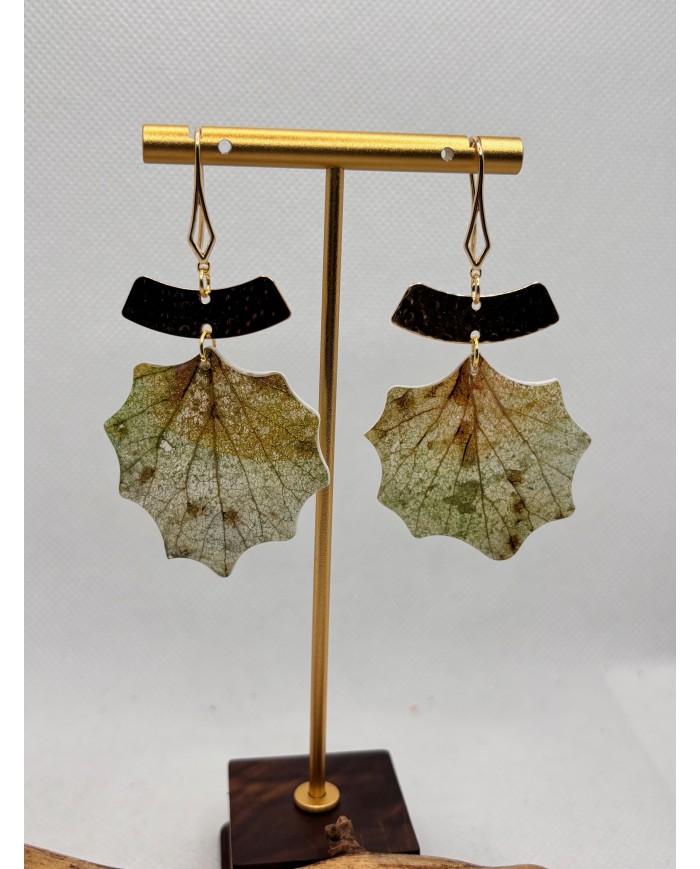 EDICIÓN LIMITADA pendientes artesanos de hoja natural esqueletizad1