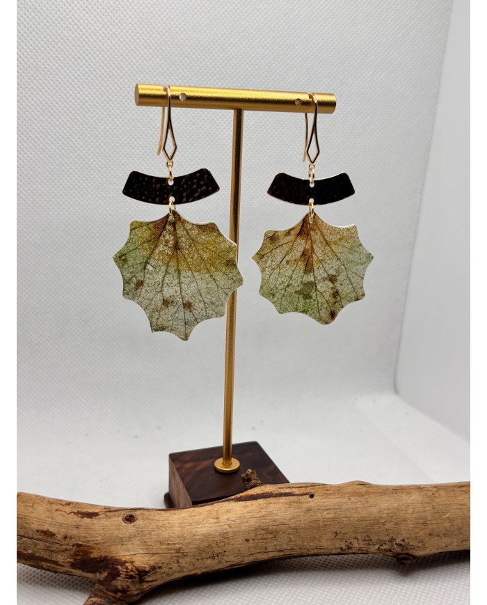 EDICIÓN LIMITADA pendientes artesanos de hoja natural esqueletizad1