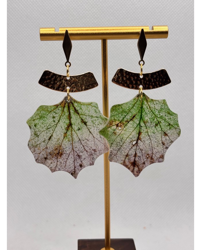 EDICIÓN LIMITADA pendientes artesanos de hoja natural esqueletizada