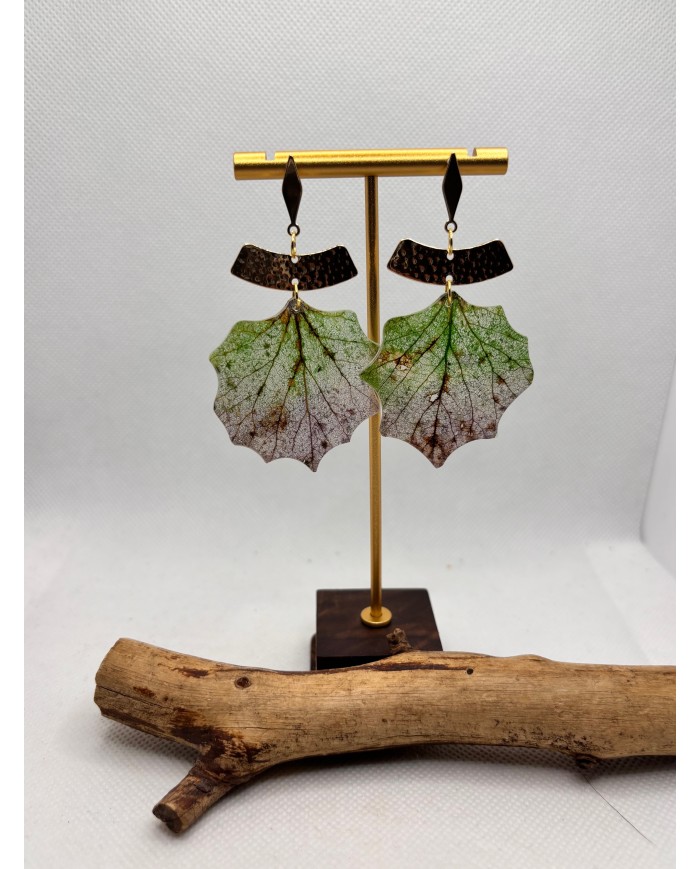 EDICIÓN LIMITADA pendientes artesanos de hoja natural esqueletizada