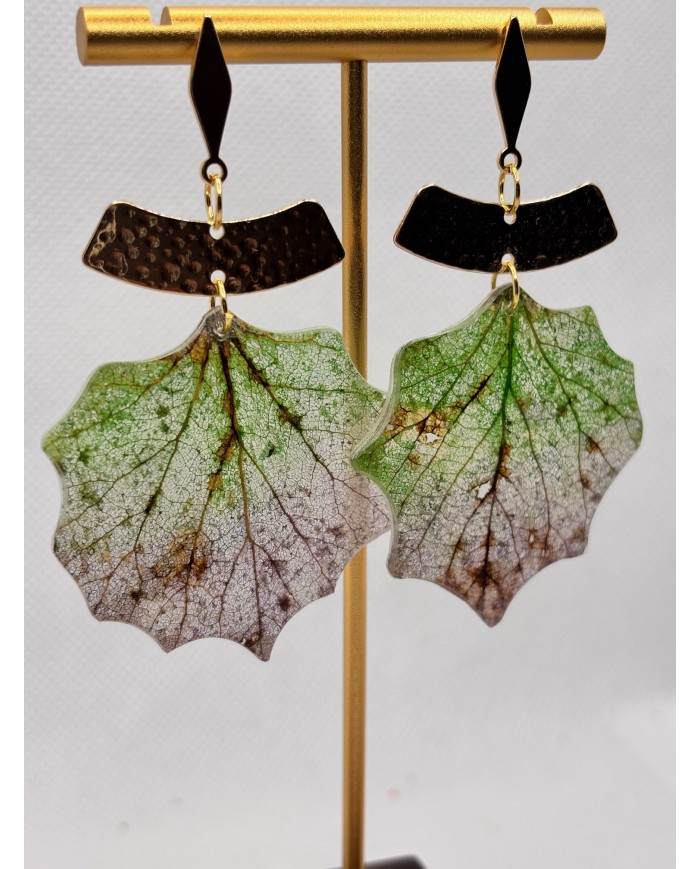 EDICIÓN LIMITADA pendientes artesanos de hoja natural esqueletizada