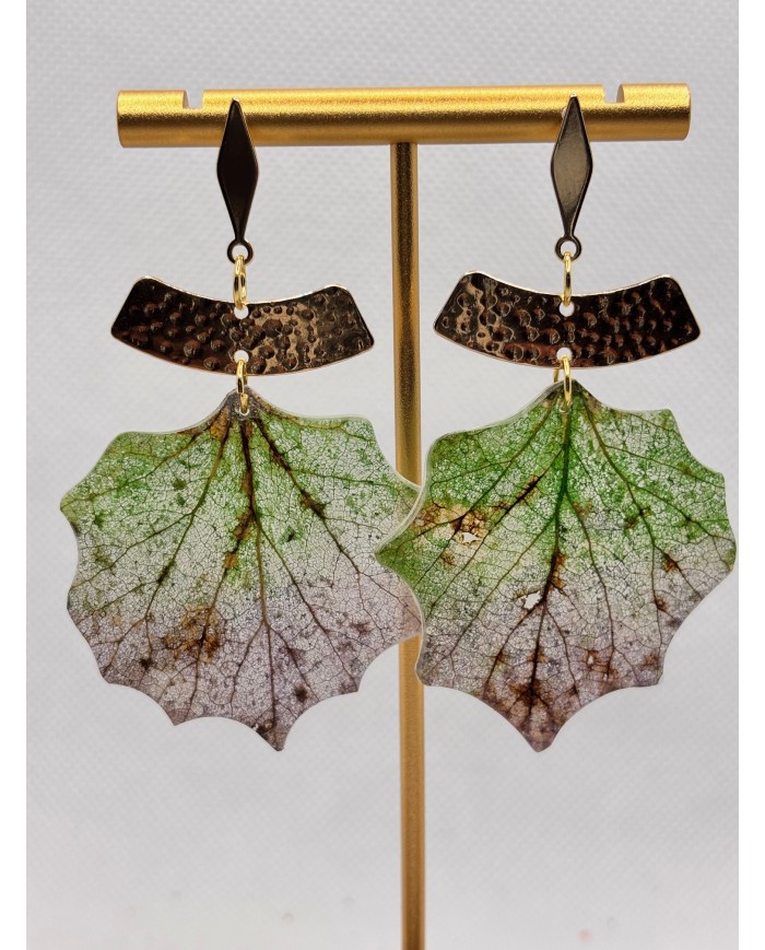 EDICIÓN LIMITADA pendientes artesanos de hoja natural esqueletizada