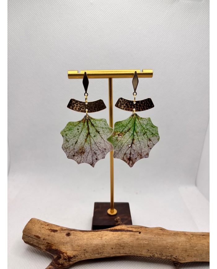 EDICIÓN LIMITADA pendientes artesanos de hoja natural esqueletizada