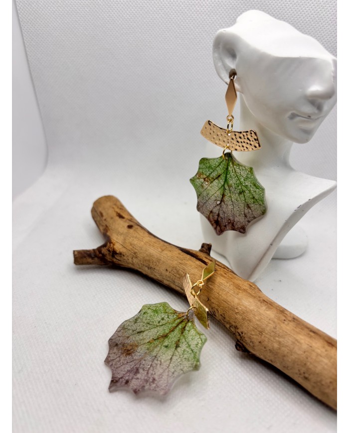 EDICIÓN LIMITADA pendientes artesanos de hoja natural esqueletizada