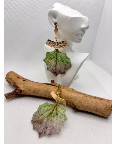 EDICIÓN LIMITADA pendientes artesanos de hoja natural esqueletizada