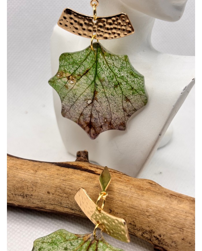EDICIÓN LIMITADA pendientes artesanos de hoja natural esqueletizada