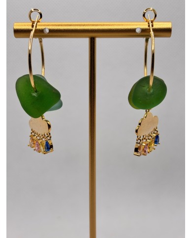 PENDIENTES DE CRISTAL MARINO O  LÁGRIMAS DE SIRENA