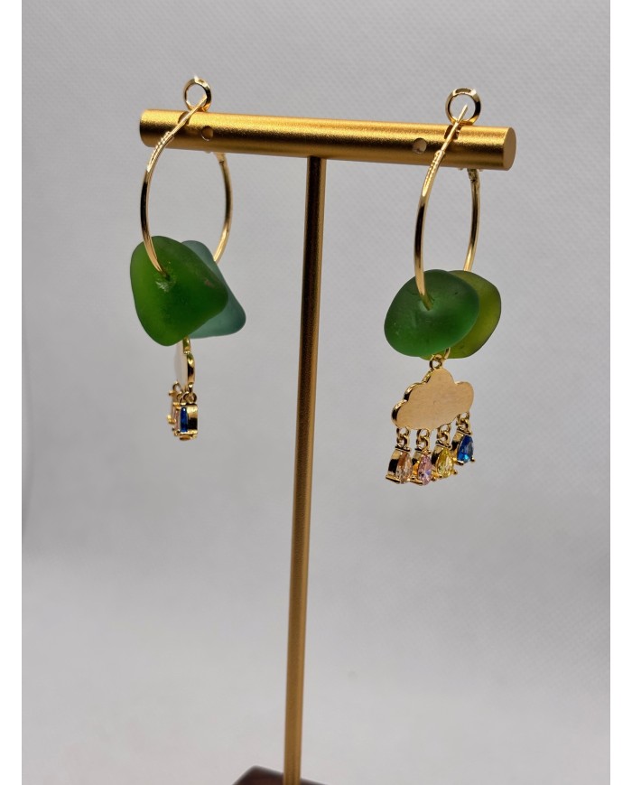 PENDIENTES DE CRISTAL MARINO O  LÁGRIMAS DE SIRENA