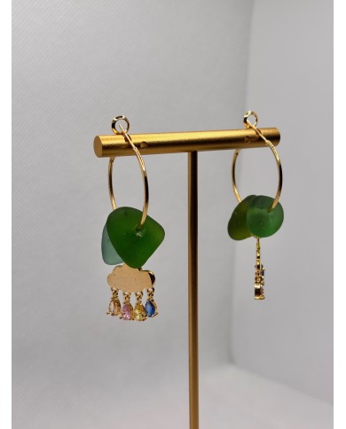 PENDIENTES DE CRISTAL MARINO O  LÁGRIMAS DE SIRENA