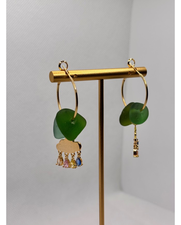 PENDIENTES DE CRISTAL MARINO O  LÁGRIMAS DE SIRENA