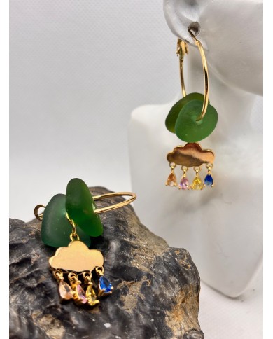 PENDIENTES DE CRISTAL MARINO O  LÁGRIMAS DE SIRENA