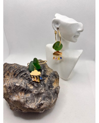 PENDIENTES DE CRISTAL MARINO O  LÁGRIMAS DE SIRENA