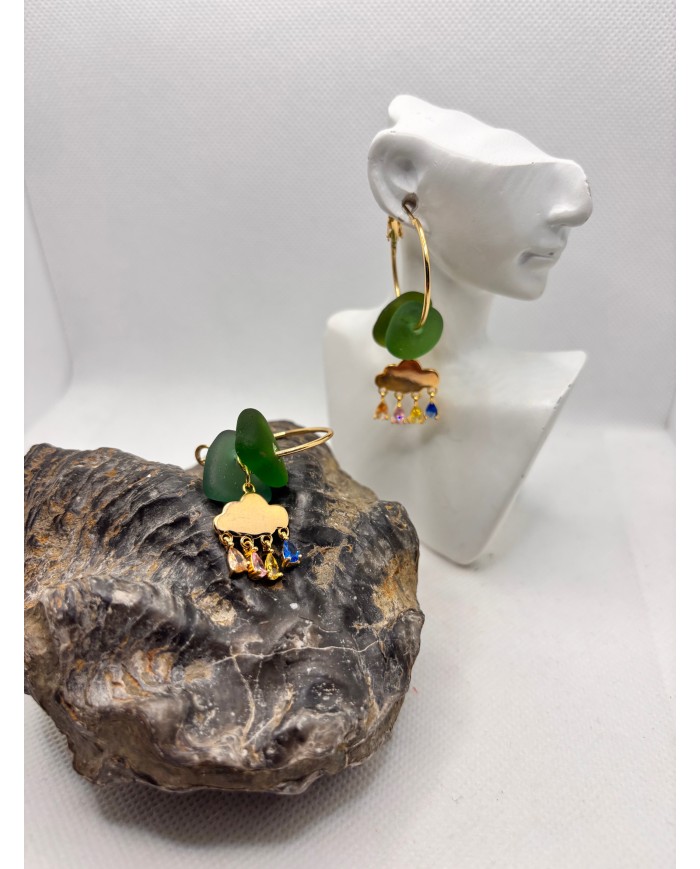 PENDIENTES DE CRISTAL MARINO O  LÁGRIMAS DE SIRENA