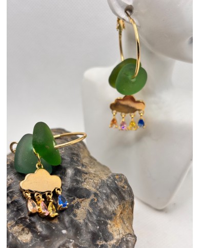 PENDIENTES DE CRISTAL MARINO O  LÁGRIMAS DE SIRENA