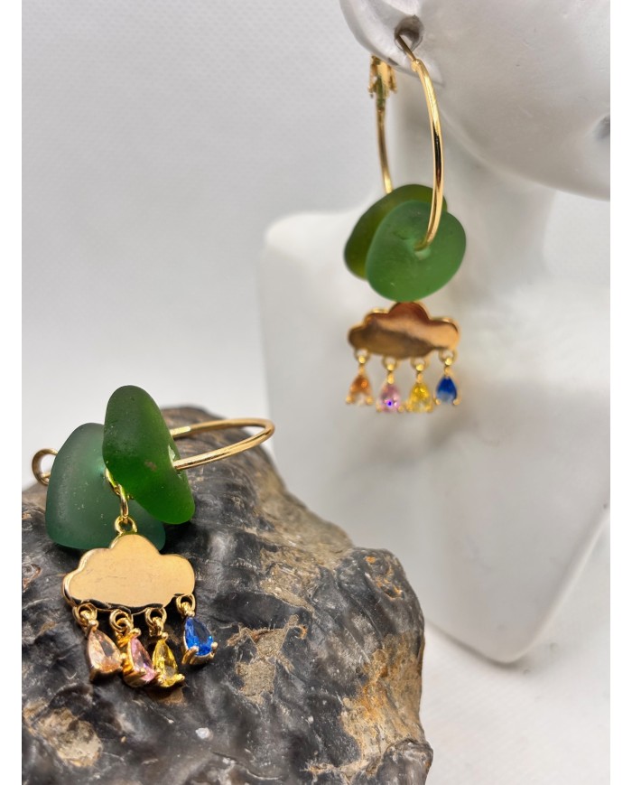 PENDIENTES DE CRISTAL MARINO O  LÁGRIMAS DE SIRENA