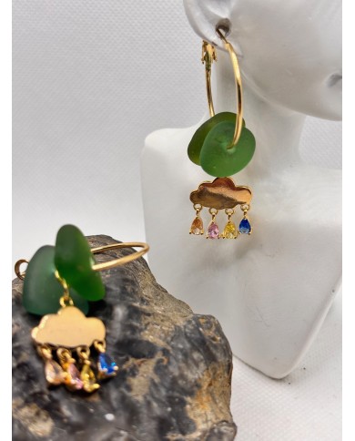 PENDIENTES DE CRISTAL MARINO O  LÁGRIMAS DE SIRENA