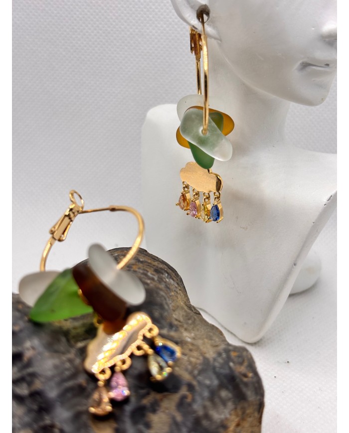 PENDIENTES ARTESANOS DE CRISTAL MARINO