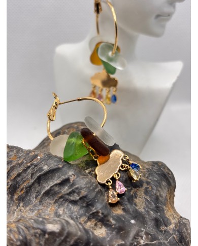 PENDIENTES ARTESANOS DE CRISTAL MARINO