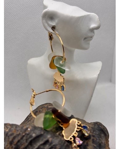 PENDIENTES ARTESANOS DE CRISTAL MARINO