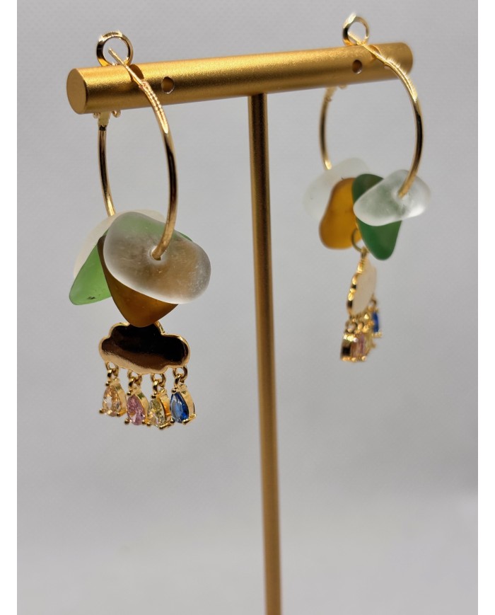 PENDIENTES ARTESANOS DE CRISTAL MARINO