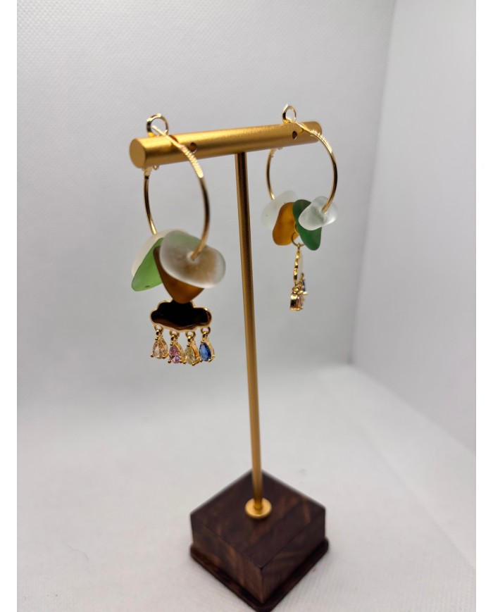 PENDIENTES ARTESANOS DE CRISTAL MARINO