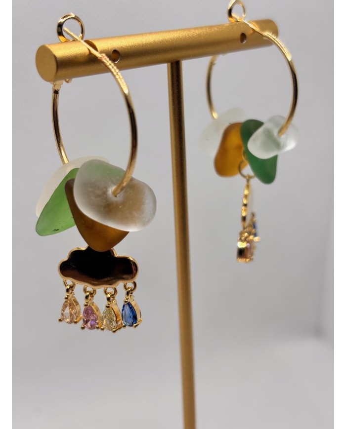 PENDIENTES ARTESANOS DE CRISTAL MARINO