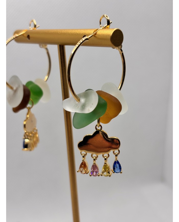 PENDIENTES ARTESANOS DE CRISTAL MARINO