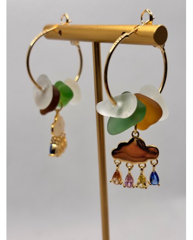 PENDIENTES ARTESANOS DE CRISTAL MARINO