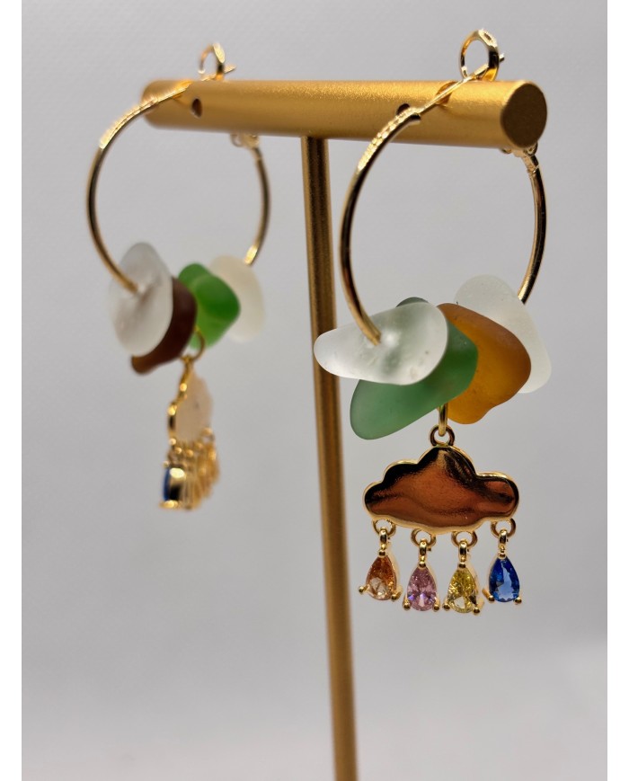 PENDIENTES ARTESANOS DE CRISTAL MARINO