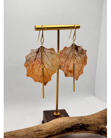 EDICIÓN LIMITADA pendientes artesanos de hoja natural esqueletizada