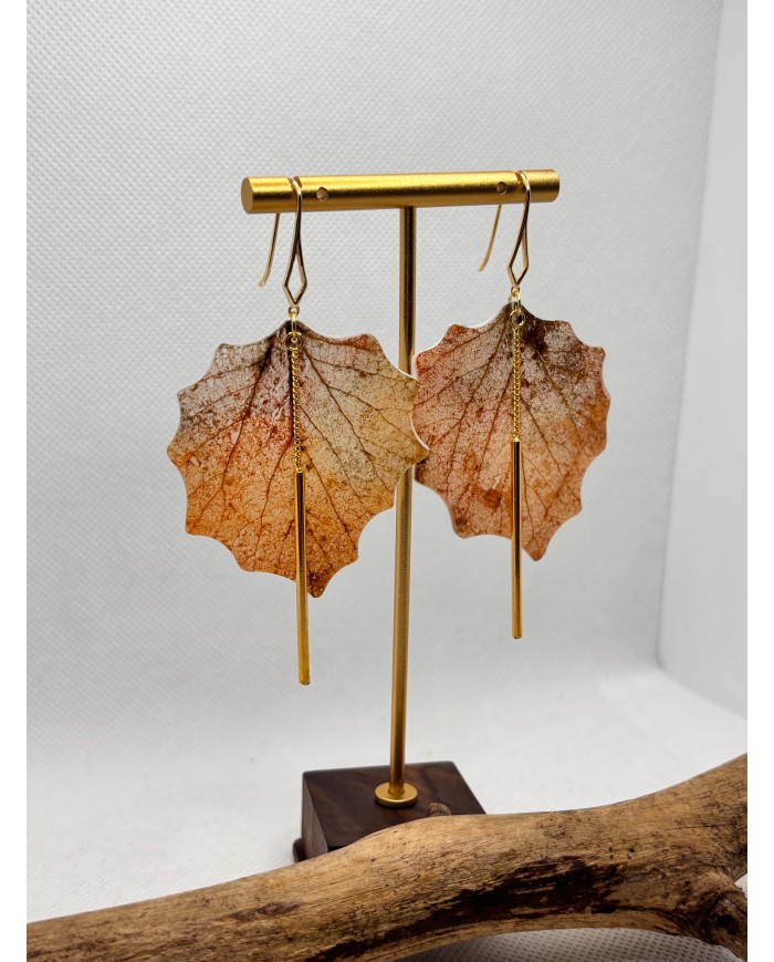 EDICIÓN LIMITADA pendientes artesanos de hoja natural esqueletizada
