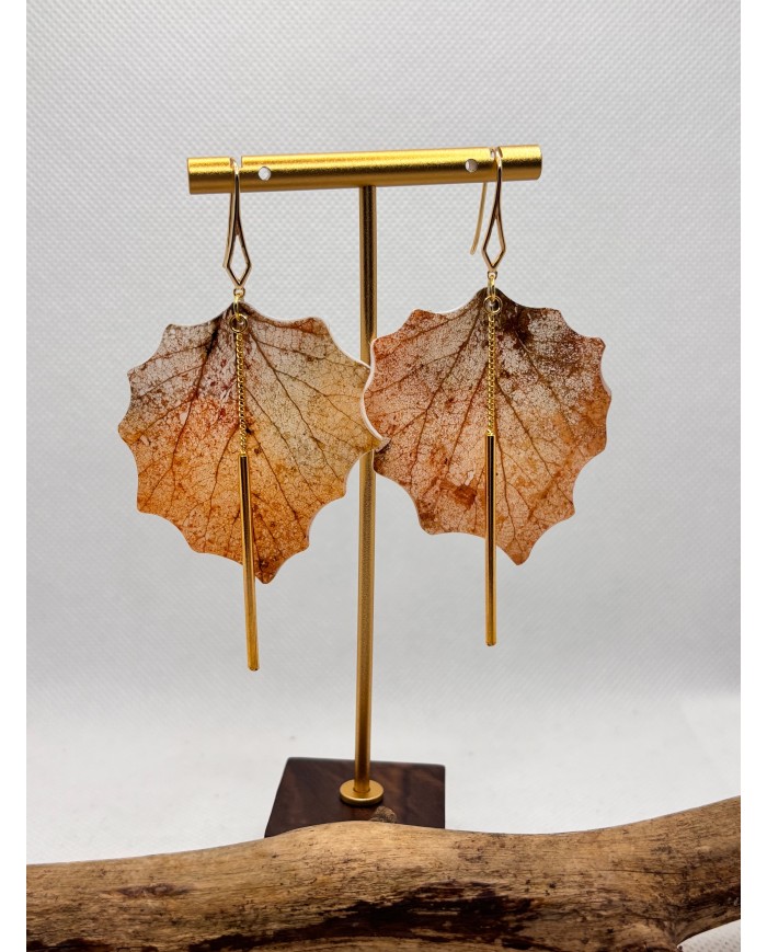 EDICIÓN LIMITADA pendientes artesanos de hoja natural esqueletizada