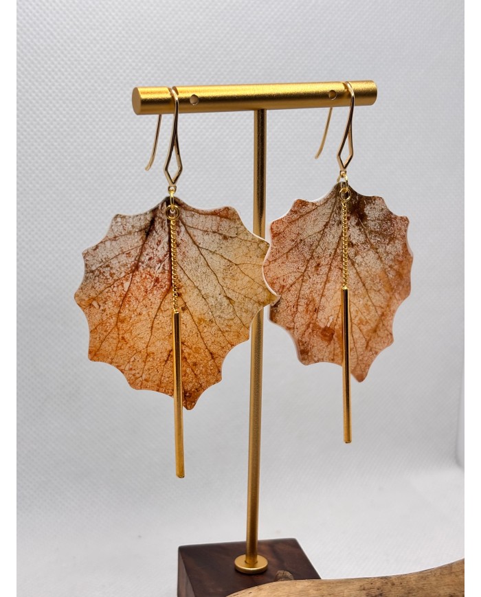 EDICIÓN LIMITADA pendientes artesanos de hoja natural esqueletizada