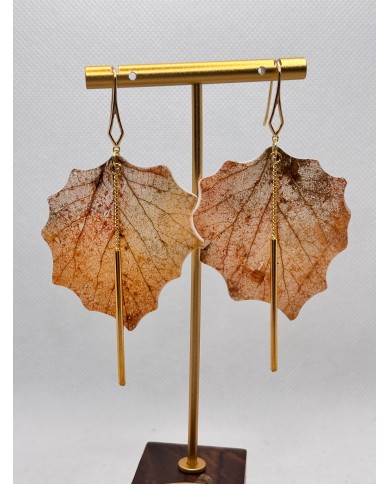 EDICIÓN LIMITADA pendientes artesanos de hoja natural esqueletizada