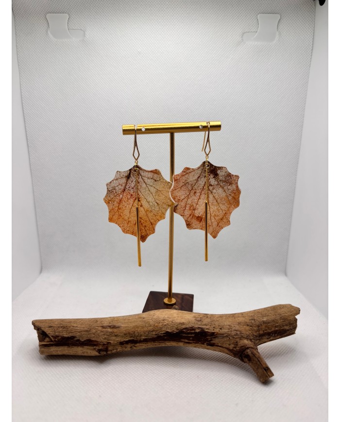 EDICIÓN LIMITADA pendientes artesanos de hoja natural esqueletizada