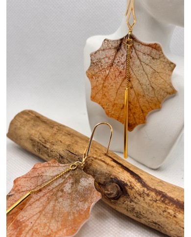 EDICIÓN LIMITADA pendientes artesanos de hoja natural esqueletizada
