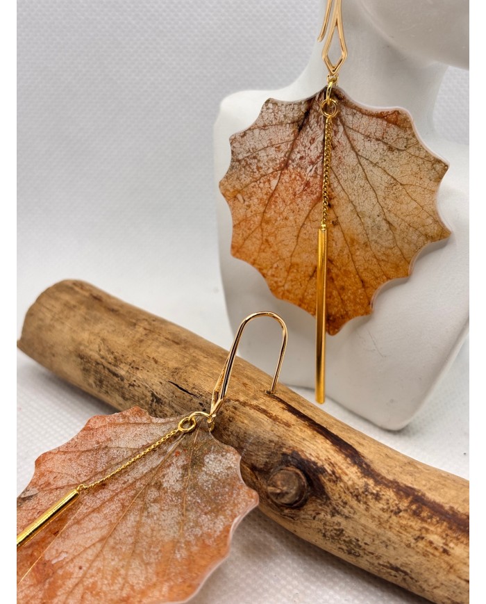 EDICIÓN LIMITADA pendientes artesanos de hoja natural esqueletizada
