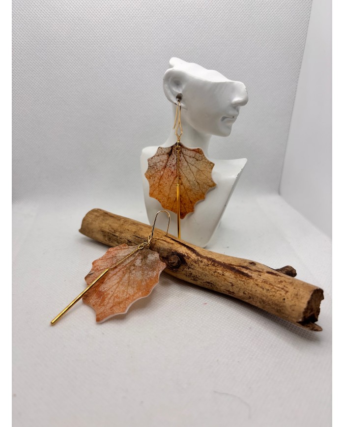 EDICIÓN LIMITADA pendientes artesanos de hoja natural esqueletizada