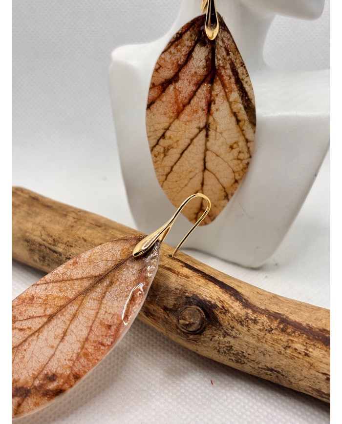 EDICIÓN LIMITADA pendientes artesanos de hoja natural esqueletizada