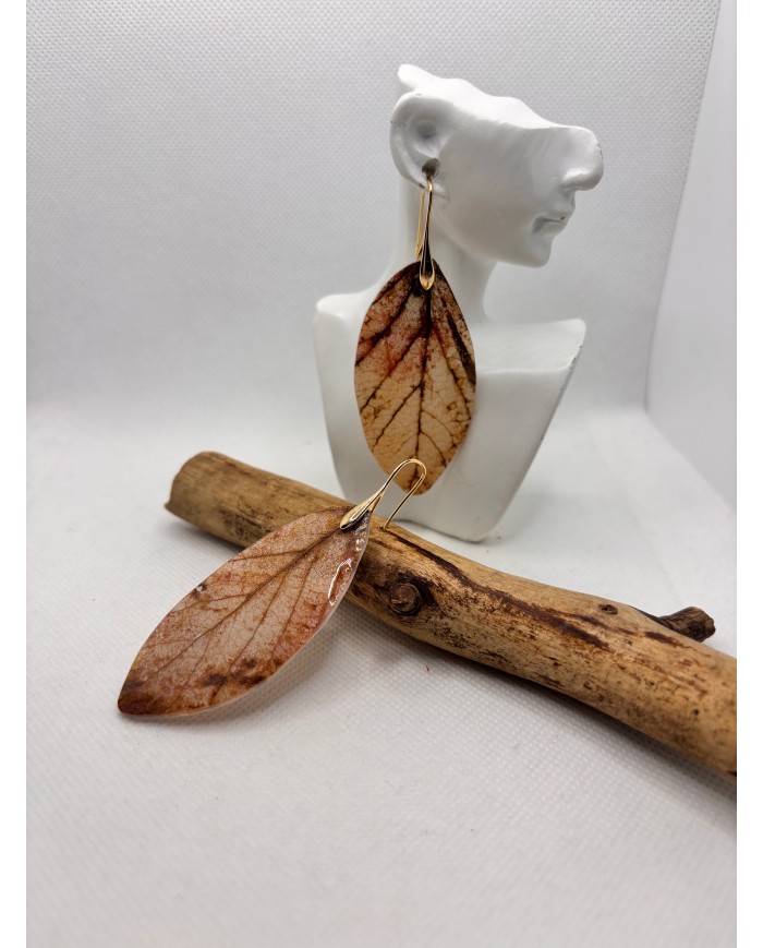 EDICIÓN LIMITADA pendientes artesanos de hoja natural esqueletizada