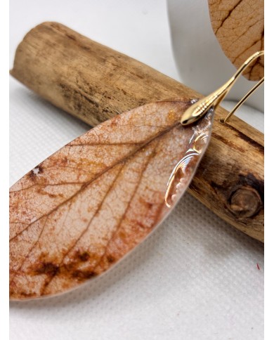 EDICIÓN LIMITADA pendientes artesanos de hoja natural esqueletizada