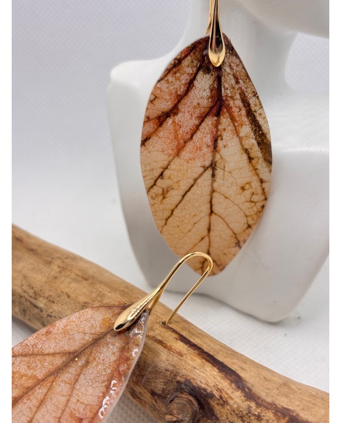 EDICIÓN LIMITADA pendientes artesanos de hoja natural esqueletizada