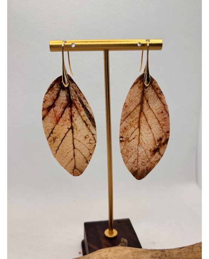 EDICIÓN LIMITADA pendientes artesanos de hoja natural esqueletizada