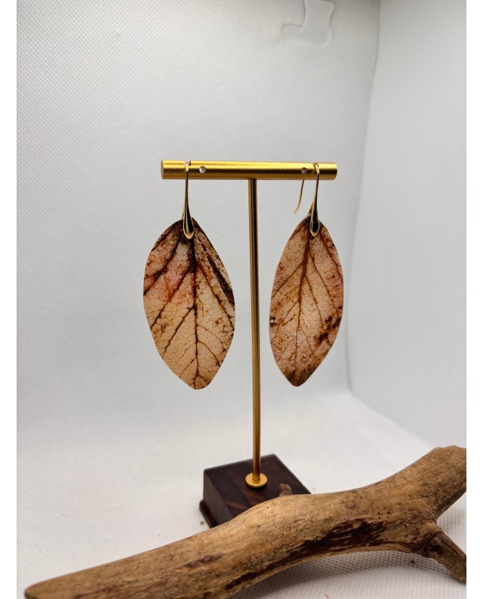 EDICIÓN LIMITADA pendientes artesanos de hoja natural esqueletizada