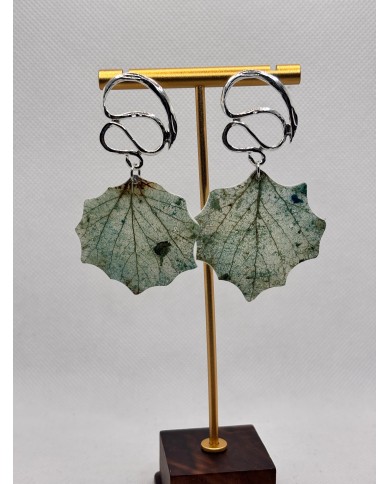 EDICIÓN PLATA pendientes artesanos de hoja natural