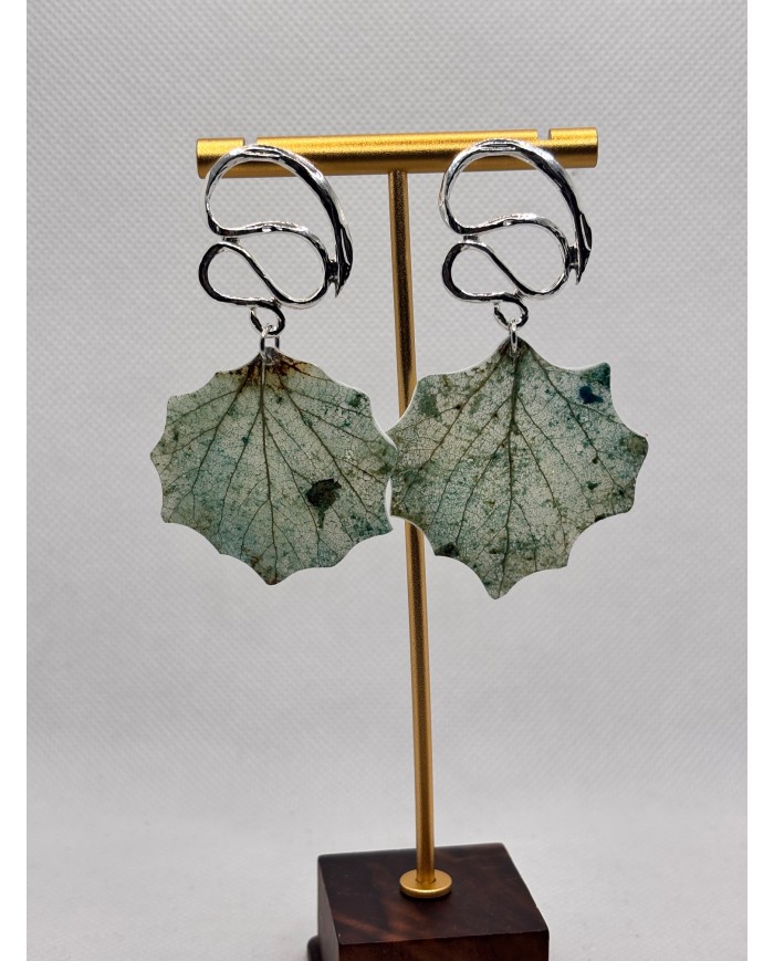 EDICIÓN PLATA pendientes artesanos de hoja natural