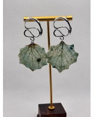 EDICIÓN PLATA pendientes artesanos de hoja natural